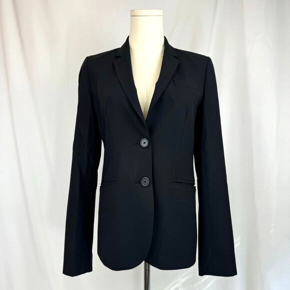 J Crew Tollegno 1900 Wool Blazer Jacket Black Stretch Single Breasted Womens 2 - Picture 1 of 15
